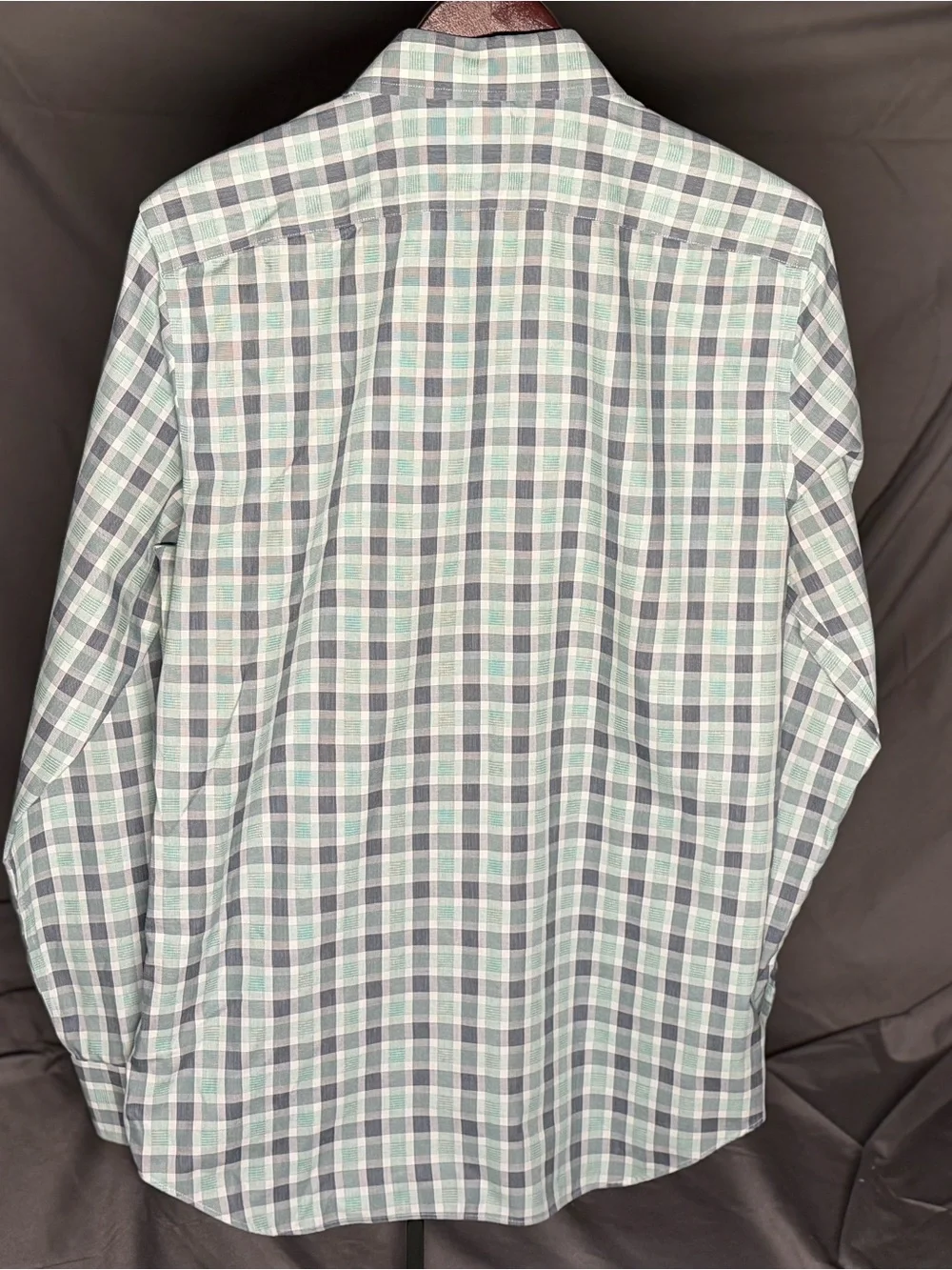 Banana Republic Non-Iron Men's Green and Blue Plaid Button-Down Shirt